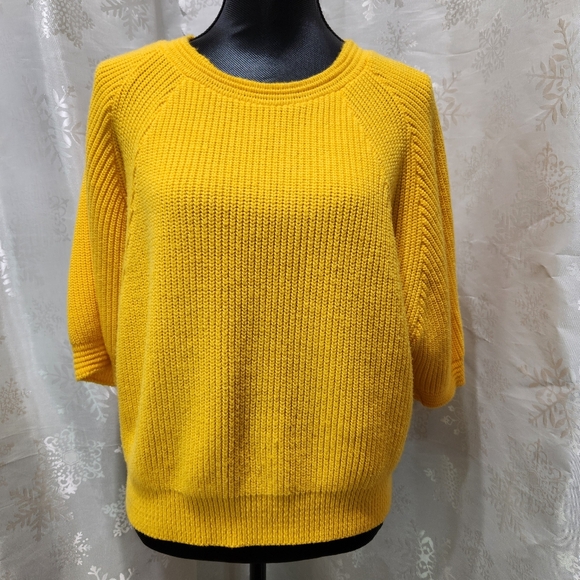VTG 80s Sears JUNIOR BAZAAR Sunshine Yellow Dolman Sleeves Knit Sweater (36) - Picture 11 of 11